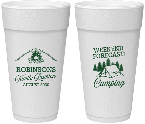 Personalized Family Reunion 24 oz Foam Cups - Camping | 160044