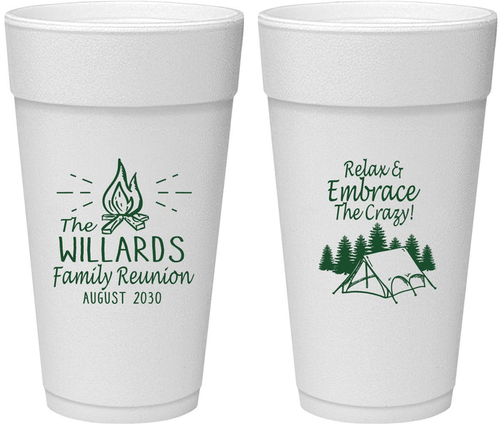 Personalized Family Reunion 24 oz Foam Cups - Camping | 160045