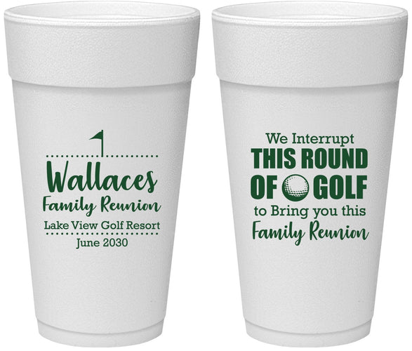 Personalized Family Reunion 24 oz Foam Cups - Golf | 160048