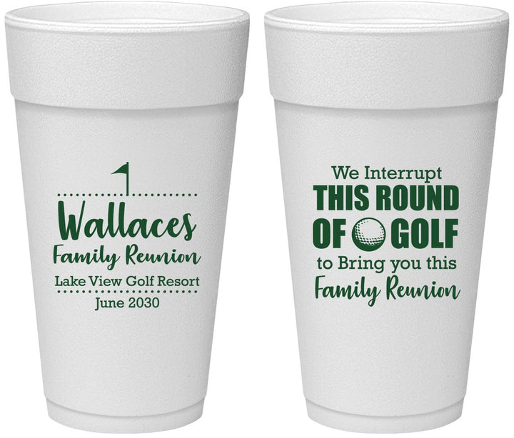 Personalized Family Reunion 24 oz Foam Cups - Golf | 160048