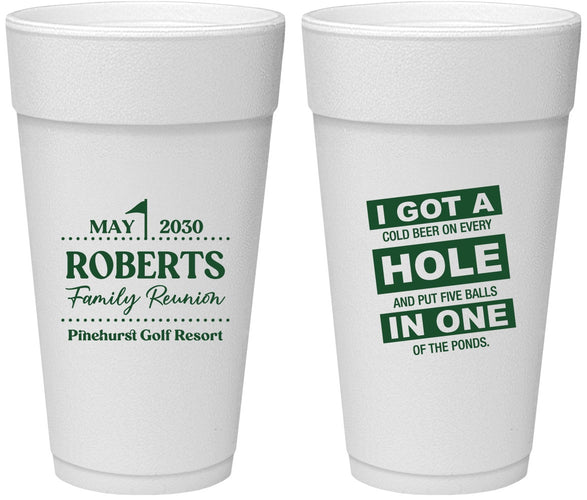 Personalized Family Reunion 24 oz Foam Cups - Golf | 160049