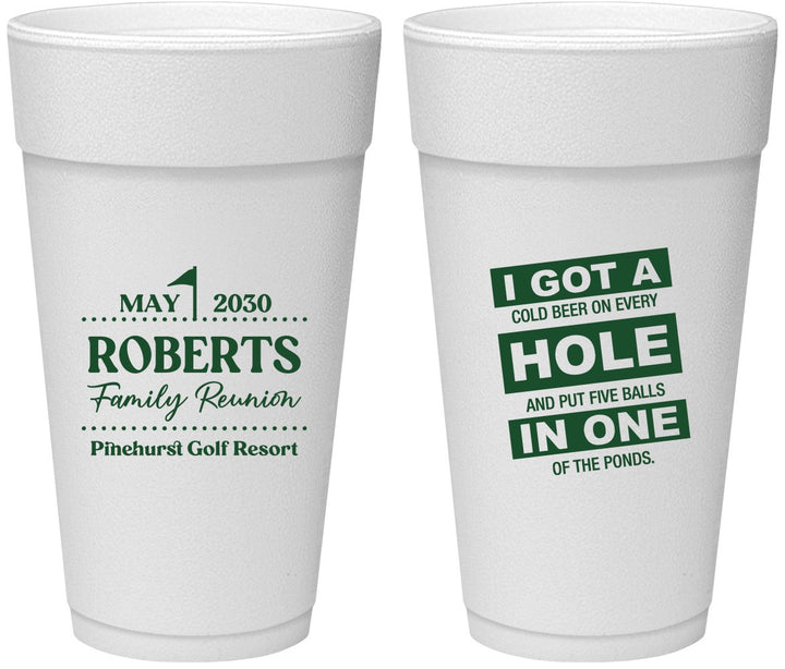 Personalized Family Reunion 24 oz Foam Cups - Golf | 160049