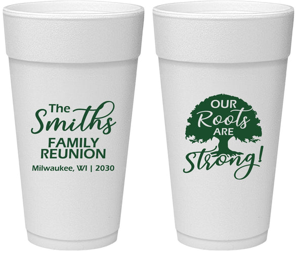 Personalized Family Reunion 24 oz Foam Cups - Our Roots Are Strong | 160051