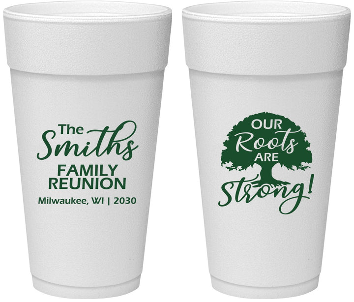 Personalized Family Reunion 24 oz Foam Cups - Our Roots Are Strong | 160051