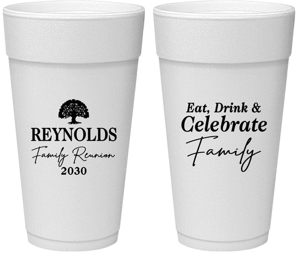 Personalized Family Reunion 24 oz Foam Cups - Eat Drink Celebrate | 160053