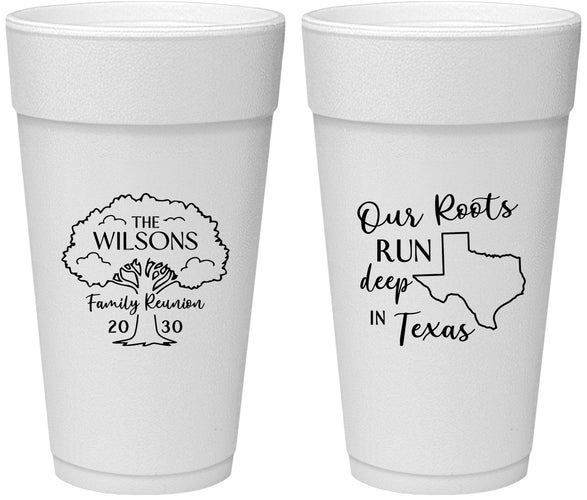 Personalized Family Reunion 24 oz Foam Cups - Texas | 160055