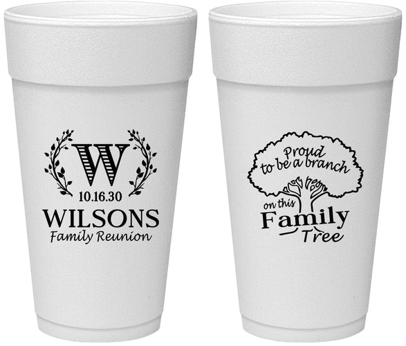 Personalized Family Reunion 24 oz Foam Cups - Monogram Tree | 160056