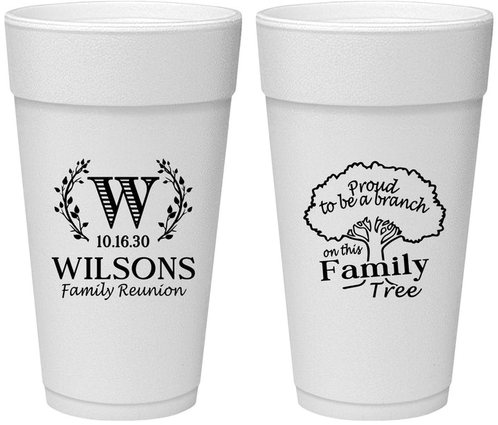 Personalized Family Reunion 24 oz Foam Cups - Monogram Tree | 160056