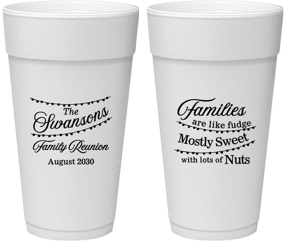 Personalized Family Reunion 24 oz Foam Cups - String Lights | 160059