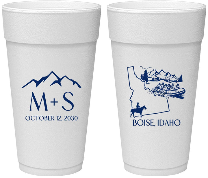 Personalized Wedding 24 oz Foam Cups - Idaho | 161
