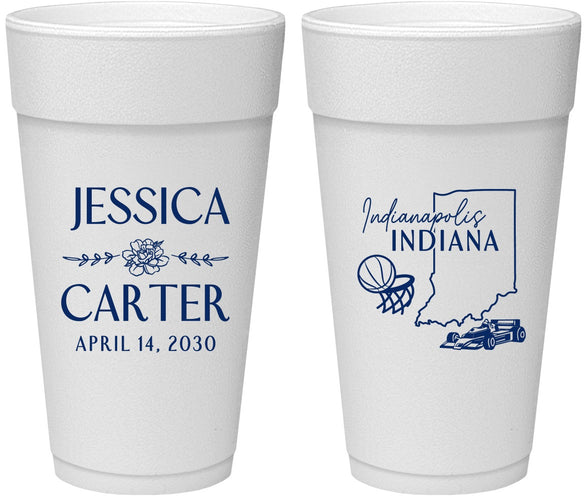 Personalized Wedding 24 oz Foam Cups - Indiana | 163
