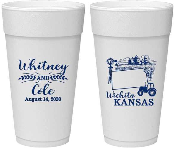 Personalized Wedding 24 oz Foam Cups - Kansas | 165