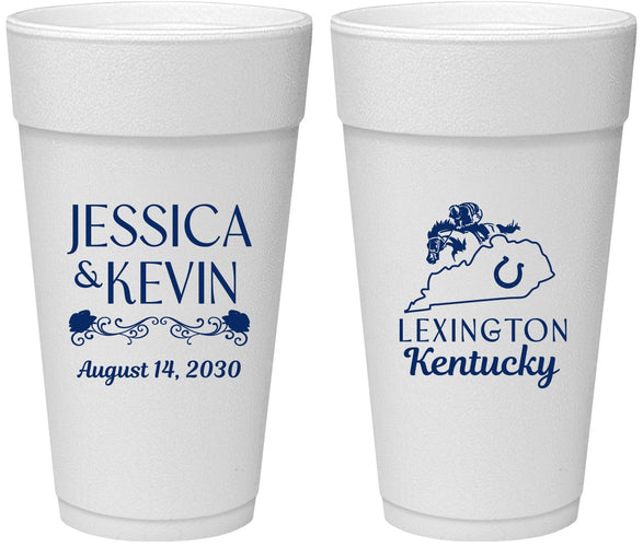 Personalized Wedding 24 oz Foam Cups - Kentucky | 166