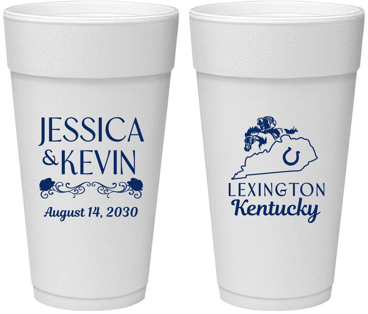 Personalized Wedding 24 oz Foam Cups - Kentucky | 166