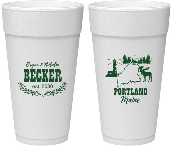Personalized Wedding 24 oz Foam Cups - Maine | 168