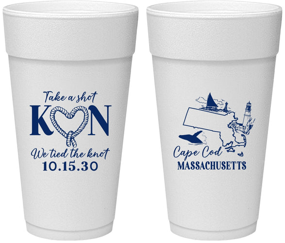 Personalized Wedding 24 oz Foam Cups - Massachusetts | 170