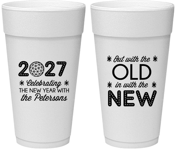 Personalized New Years 24 oz Foam Cups - 2027 Out With The Old | 170000
