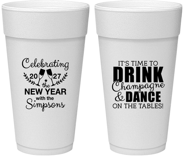 Personalized New Years 24 oz Foam Cups - 2027 Drink Dance | 170002