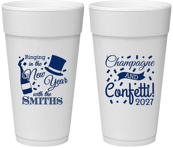 Personalized New Years 24 oz Foam Cups - 2027 Confetti | 170003