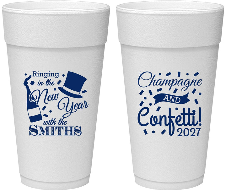 Personalized New Years 24 oz Foam Cups - 2027 Confetti | 170003