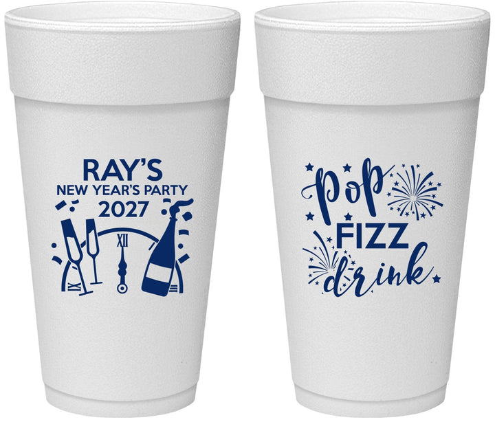 Personalized New Years 24 oz Foam Cups - 2027 Pop Fizz Drink | 170007