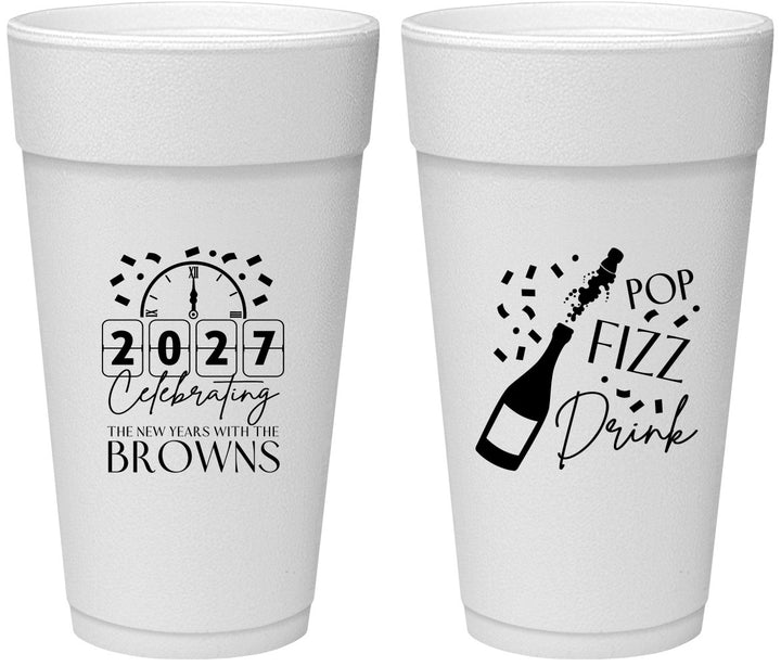 Personalized New Years 24 oz Foam Cups - 2027 Pop Fizz Drink | 170009