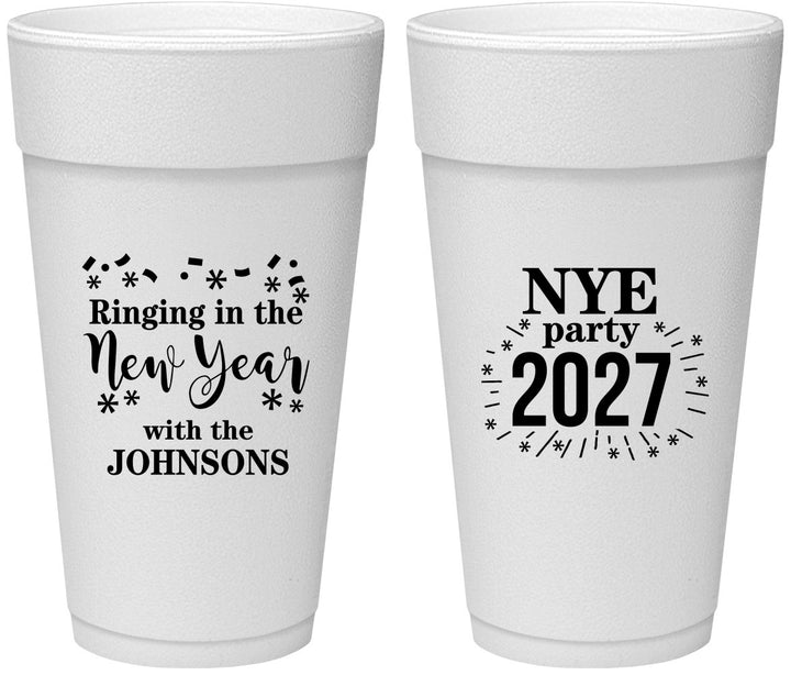 Personalized New Years 24 oz Foam Cups - 2027 Ringing In | 170013