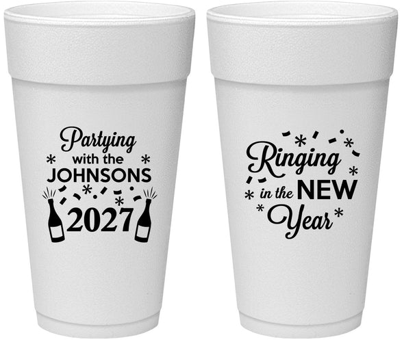 Personalized New Years 24 oz Foam Cups - 2027 Ringing In | 170014