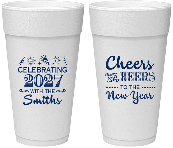 Personalized New Years 24 oz Foam Cups - 2027 Cheers | 170023