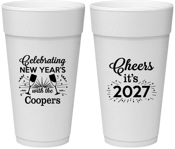 Personalized New Years 24 oz Foam Cups - 2027 Cheers | 170024