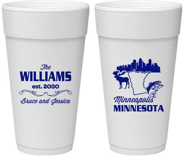 Personalized Wedding 24 oz Foam Cups - Minnesota | 172