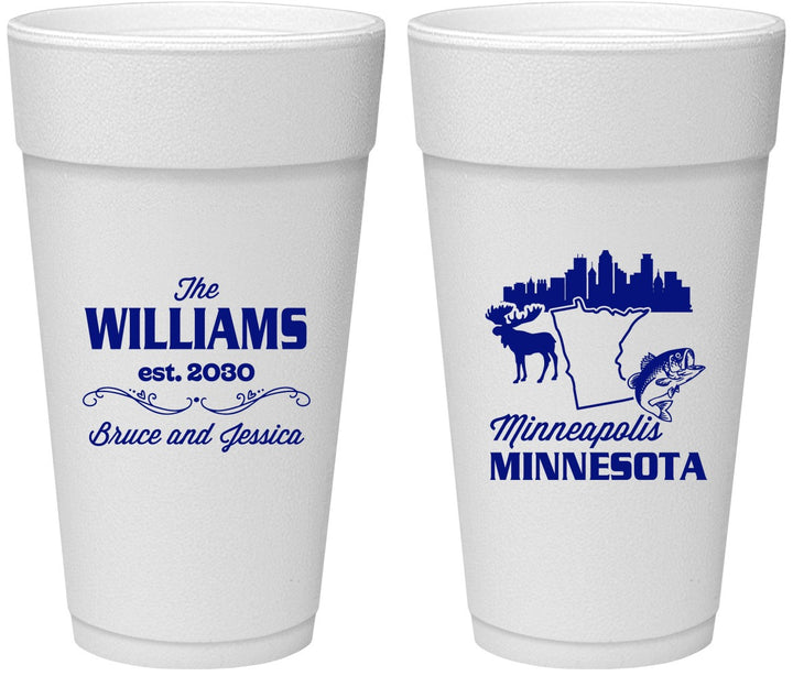 Personalized Wedding 24 oz Foam Cups - Minnesota | 172
