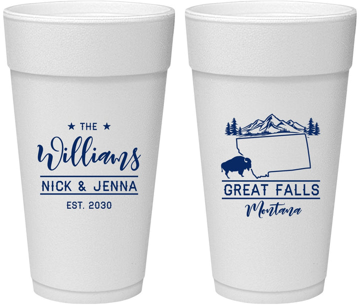 Personalized Wedding 24 oz Foam Cups - Montana | 175
