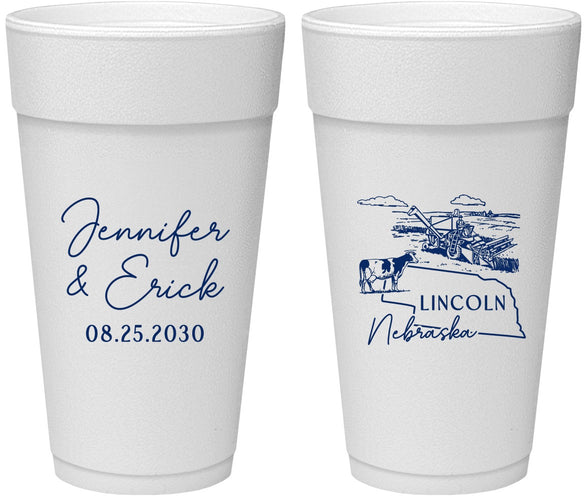 Personalized Wedding 24 oz Foam Cups - Nebraska | 176