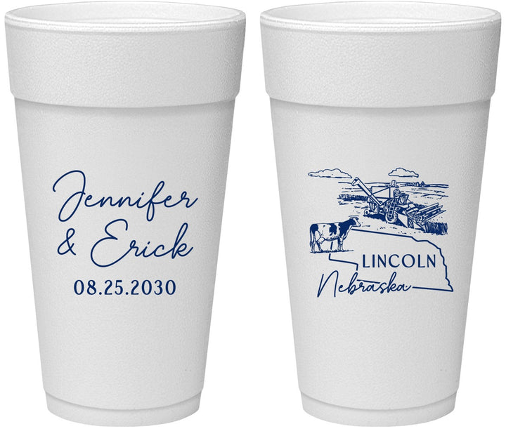 Personalized Wedding 24 oz Foam Cups - Nebraska | 176