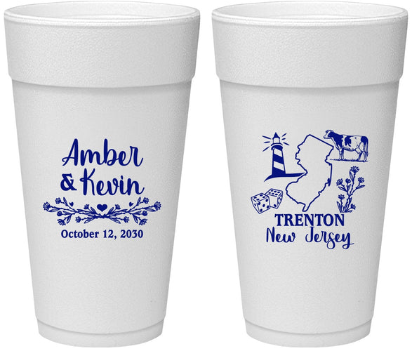 Personalized Wedding 24 oz Foam Cups - New Jersey | 179