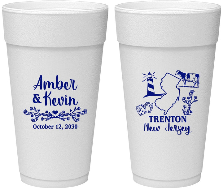 Personalized Wedding 24 oz Foam Cups - New Jersey | 179