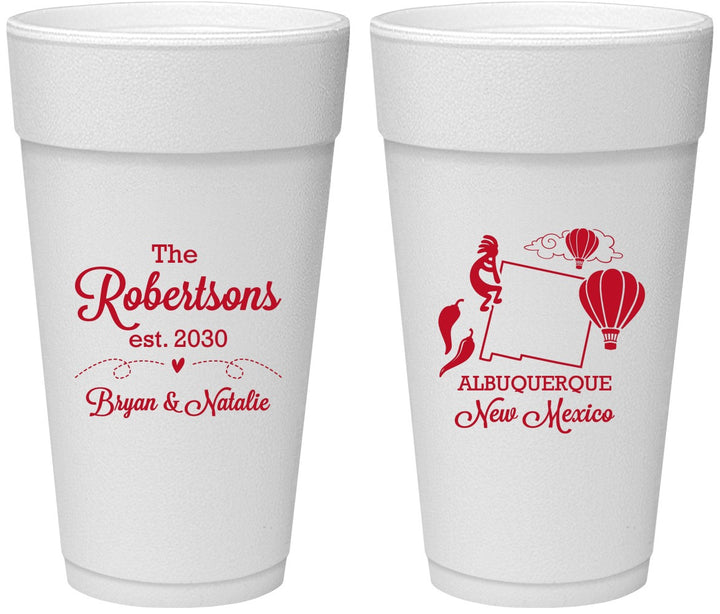 Personalized Wedding 24 oz Foam Cups - New Mexico | 180