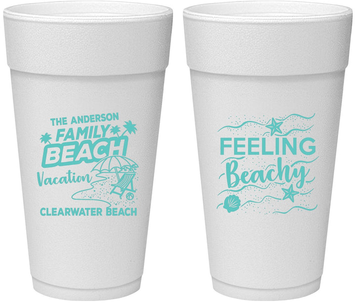 Personalized Family Vacation 24 oz Foam Cups - Feeling Beachy | 180002