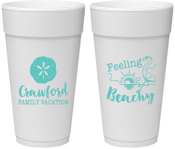 Personalized Family Vacation 24 oz Foam Cups - Feeling Beachy | 180009