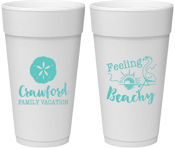 Personalized Family Vacation 24 oz Foam Cups - Feeling Beachy | 180009