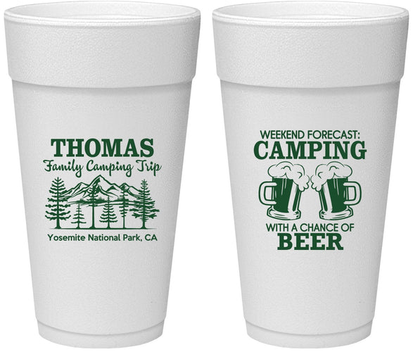 Personalized Family Vacation 24 oz Foam Cups - Camping Park | 180013