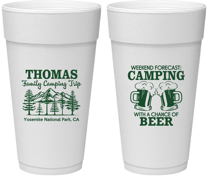 Personalized Family Vacation 24 oz Foam Cups - Camping Park | 180013
