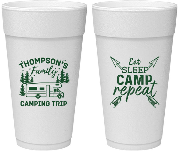 Personalized Family Vacation 24 oz Foam Cups - Camping Trip | 180016