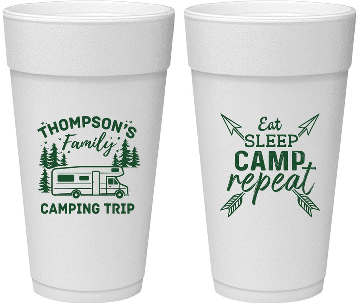 Personalized Family Vacation 24 oz Foam Cups - Camping Trip | 180016