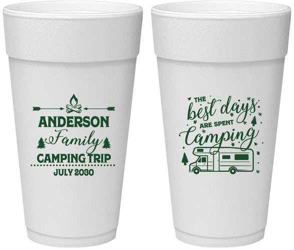 Personalized Family Vacation 24 oz Foam Cups - Camping Trip | 180017