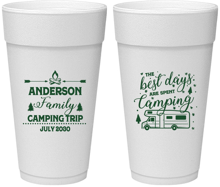 Personalized Family Vacation 24 oz Foam Cups - Camping Trip | 180017