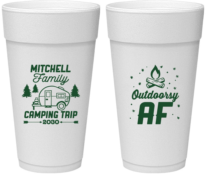 Personalized Family Vacation 24 oz Foam Cups - Camping Trip | 180018