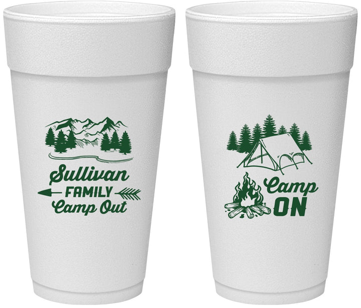 Personalized Family Vacation 24 oz Foam Cups - Family Camp Out | 180019