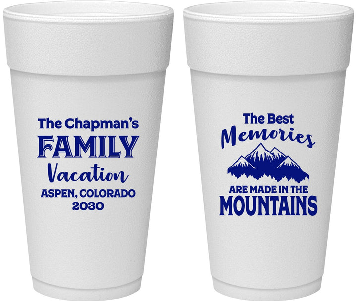 Personalized Family Vacation 24 oz Foam Cups - Mountains | 180021